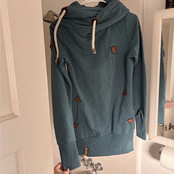 Teal Naketano Hoodie with Rope Drawstrings - Picture 2 of 6